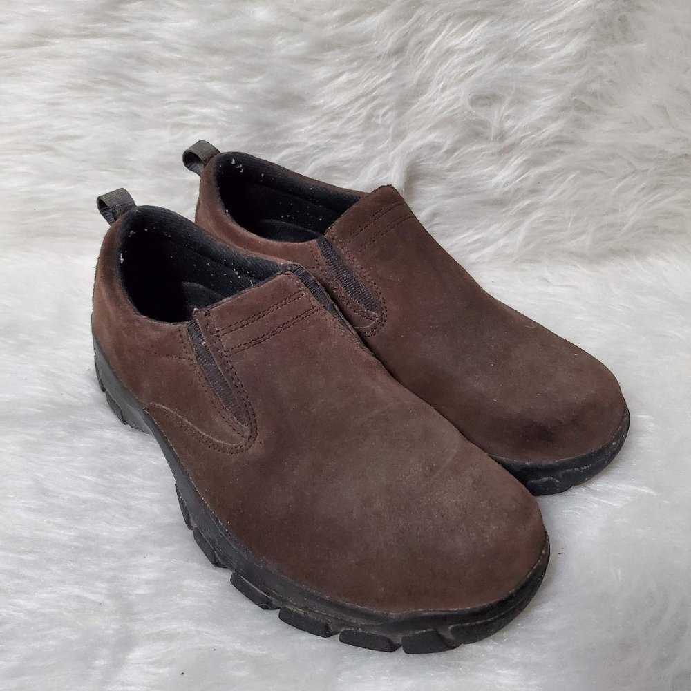 Y2K Red Head Brown Suede Slip On Shoes Rubber Sole, 9